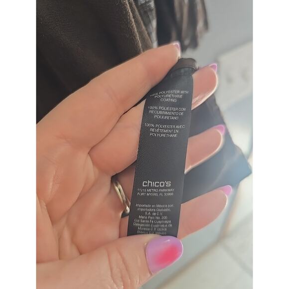 Chico's Travelers Brown Geometric Open Front Long Sleeve Jacket Womans Size LG - Picture 5 of 5